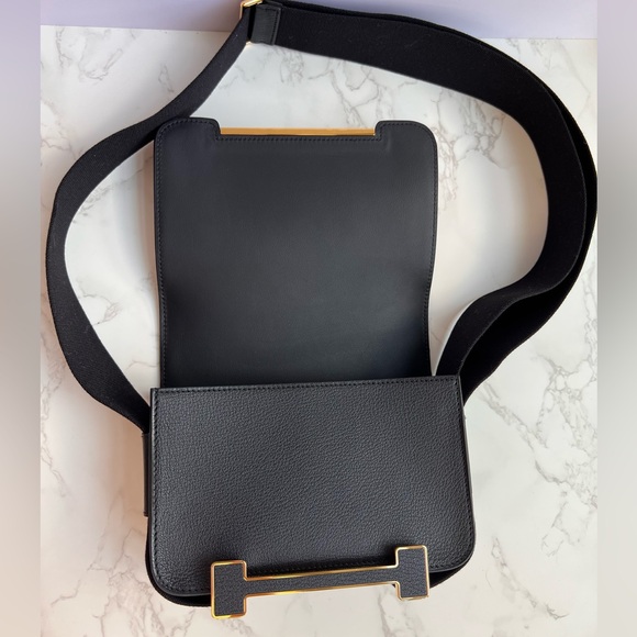 Authentic Brand New Hermes Geta Bag in black chevre leather - Picture 10 of 14